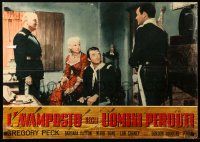 1f246 ONLY THE VALIANT Italian 19x26 pbusta R62 Gregory Peck, sexy Barbara Payton, Ward Bond