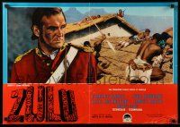 1f247 ZULU Italian 19x27 pbusta '64 Stanley Baker & Michael Caine classic, dwarfing the mightiest!