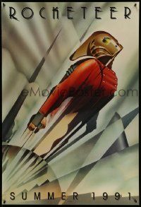 1g748 ROCKETEER teaser DS 1sh '91 Disney, John Mattos art of Bill Campbell in full costume