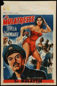 1h179 MULATA Belgian '54 Pedro Armendariz, sexy half black Cuban prostitute Ninon Sevilla!