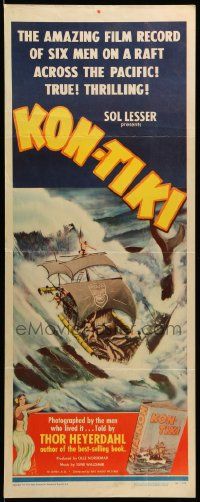 1h791 KON-TIKI insert '51 Thor Heyerdahl crosses the Pacific Ocean on a raft and lives!