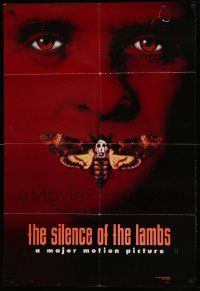 1j806 SILENCE OF THE LAMBS style B teaser DS 1sh '91 image of Anthony Hopkins with moth over mouth!