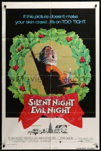 1j808 SILENT NIGHT EVIL NIGHT 1sh '75 this gruesome image will surely make your skin crawl!