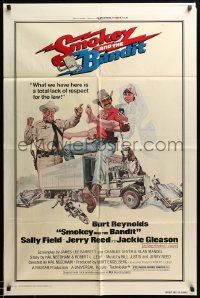 1j823 SMOKEY & THE BANDIT 1sh '77 art of Burt Reynolds, Sally Field & Jackie Gleason by Solie!