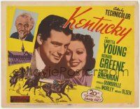 1k250 KENTUCKY TC R51 pretty Loretta Young, Richard Greene, Walter Brennan, cool horse racing art!