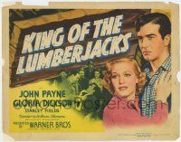 1k254 KING OF THE LUMBERJACKS TC '40 close up of tough logger John Payne & pretty Gloria Dickson!