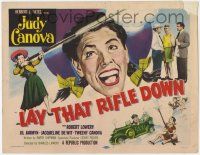 1k278 LAY THAT RIFLE DOWN TC '55 great wacky artwork of hillbilly Judy Canova firing big gun!