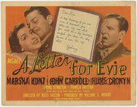 1k281 LETTER FOR EVIE TC '45 Marsha Hunt, John Carroll, cool handwritten letter poster design!