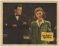 1k801 LIFE BEGINS AT EIGHT-THIRTY LC '42 close up of Cornel Wilde looking at pretty Ida Lupino!