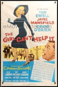 2b268 GIRL CAN'T HELP IT 1sh '56 art of sexy Jayne Mansfield, Tom Ewell, rock & roll!