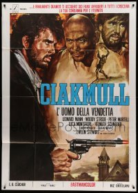 2c717 CHUCK MOLL Italian 1p '70 Gasparri art of Leonard Mann & Woody Strode in spaghetti western!