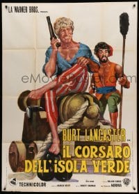 2c728 CRIMSON PIRATE Italian 1p R70s different art of Burt Lancaster & Nick Cravat with cannon!