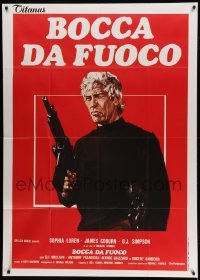 2c761 FIREPOWER Italian 1p '79 great different art of James Coburn in all black with machine gun!