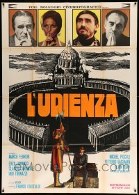 2c881 PAPAL AUDIENCE Italian 1p '71 L'udienza, Claudia Cardinale, cool artwork by Ferrini!