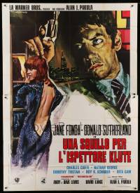 2c521 KLUTE Italian 2p '71 different Gasparri art of Donald Sutherland & sexy Jane Fonda!