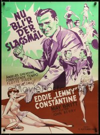 2f286 GIVE 'EM HELL Danish '55 John Berry's Ca va barder, May Britt, Eddie Constantine, boxing!