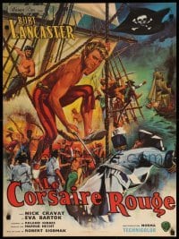 2f752 CRIMSON PIRATE French 23x31 R60s different art of Burt Lancaster & Nick Cravat!