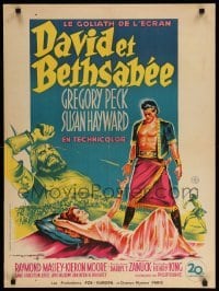 2f753 DAVID & BATHSHEBA French 24x32 '52 different Soubie art of Peck & sexy Susan Hayward!