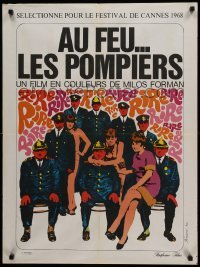 2f760 FIREMEN'S BALL French 24x32 '68 Milos Forman, great wacky Rene Ferracci art!