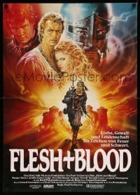 2f191 FLESH & BLOOD German '87 Paul Verhoeven, cool fantasy art of Rutger Hauer by Renato Casaro!