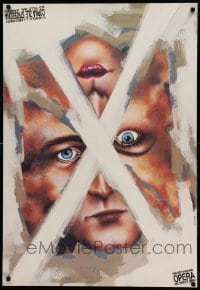 2f912 CORKA ZLE STRZEZONA stage play Polish 27x38 '80s strange artwork of man/woman face!