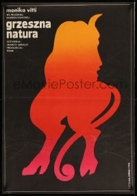 2f881 GLI ORDINI SONO ORDINI Polish 23x33 '74 Claudine Auger, Majewski colorful silhouette art!