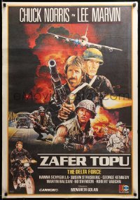 2f093 DELTA FORCE Turkish '89 cool art of Chuck Norris & Lee Marvin firing guns by S. Watts!