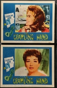 2k779 CRAWLING HAND 2 LCs '63 wacky horror sci-fi, Allison Hayes and Arline Judge, cool border art!