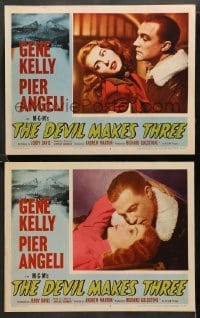 2k787 DEVIL MAKES THREE 2 LCs '52 Gene Kelly, Richard Egan, Pier Angeli, she's been mixed up before