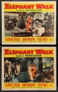 2k803 ELEPHANT WALK 2 LCs '54 Elizabeth Taylor w/ Dana Andrews and lots of pachyderms!