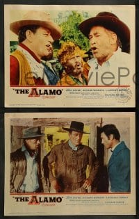 2k621 ALAMO 3 LCs '60 images of John Wayne, Chill Wills, Laurence Harvey & Richard Widmark!