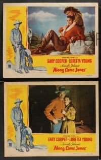 2k622 ALONG CAME JONES 3 LCs '45 Gary Cooper & Loretta Young, Norman Rockwell border art!