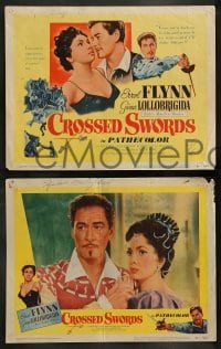 2k102 CROSSED SWORDS 8 LCs '53 Errol Flynn & sexy Gina Lollobrigida, Italy's Marilyn Monroe!