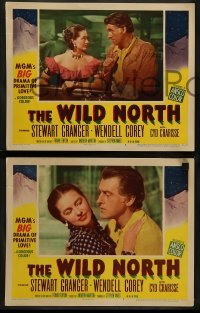 2k615 WILD NORTH 4 LCs '52 Stewart Granger & sexy Cyd Charisse in MGM's BIG drama of primitive love