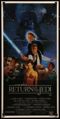 2r939 RETURN OF THE JEDI style B Aust daybill '83 George Lucas classic, Hamill, Ford, Sano art!