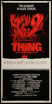 2r977 THING Aust daybill '82 John Carpenter, sci-fi horror, cool red title design!