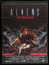 2s611 ALIENS French 1p '86 James Cameron, cool art of Sigourney Weaver & Carrie Henn by Landi!