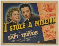 3c290 I STOLE A MILLION TC '39 George Raft, Claire Trevor, cool detailed crime border art!