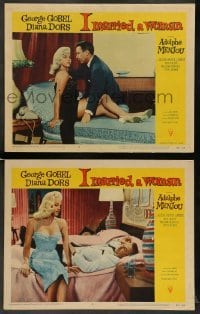 3g905 I MARRIED A WOMAN 2 LCs '58 great images of sexy Diana Dors, George Gobel, Hal Kanter!