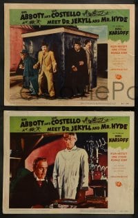 3g677 ABBOTT & COSTELLO MEET DR. JEKYLL & MR. HYDE 4 LCs '53 Bud & Lou meet monster Boris Karloff!