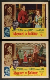 3g758 ADVENTURE IN BALTIMORE 3 LCs '49 Robert Young, John Agar & cute Shirley Temple!