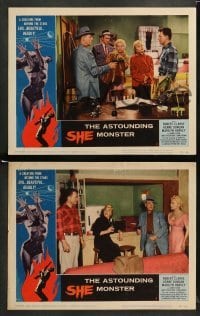 3g622 ASTOUNDING SHE MONSTER 5 LCs '58 sexy female monster border art , AIP sci-fi/horror!