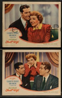 3g795 GUEST WIFE 3 LCs '45 Don Ameche, pretty Claudette Colbert, Dick Foran!