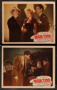 3g802 HIGH TIDE 3 LCs '47 Lee Tracy, Don Castle, Julie Bishop, Anabel Shaw, cool title treatment!