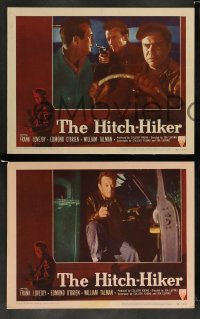 3g282 HITCH-HIKER 8 LCs '53 film noir images of Frank Lovejoy, Edmon O'Brien, and William Talman!