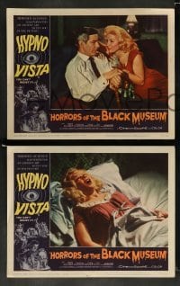 3g288 HORRORS OF THE BLACK MUSEUM 8 LCs '59 June Cunningham in bed has FEAR beyond belief!