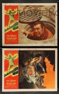 3g316 INDESTRUCTIBLE MAN 8 LCs '56 Lon Chaney Jr. as inhuman, invincible, inescapable monster!