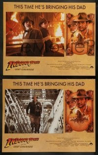 3g317 INDIANA JONES & THE LAST CRUSADE 8 LCs '89 cool images of Harrison Ford & Sean Connery!