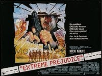 3j496 EXTREME PREJUDICE British quad '87 cool close-up of cowboy Nick Nolte, Walter Hill directed!