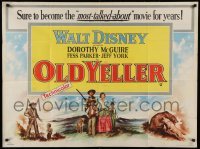 3j526 OLD YELLER British quad '57 Dorothy McGuire, Fess Parker, Disney's most classic canine!